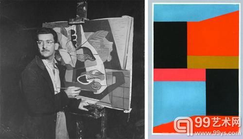 （左）巴西艺术家Roberto Burle Marx在家中创作；（右）Ivan Serpa被撤拍作品“Untitled, 1957”