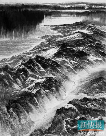 许钦松的《海雨山风》184cm×147cm中国画2011年