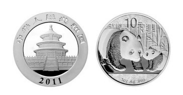 2011年熊猫1盎司圆形银…