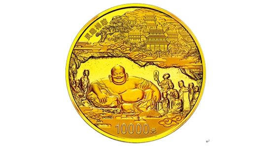 西湖文化景观1公斤圆形金质纪念币背面图案