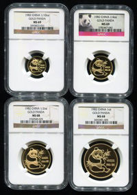 1982年熊猫金币四枚一套