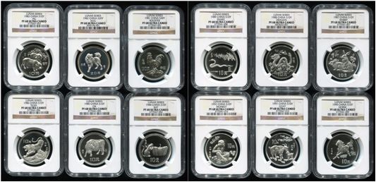 1981年-1992年生肖15克银币各一枚