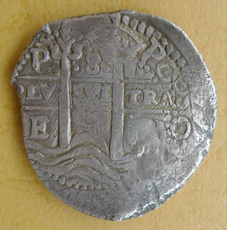 1659年西属波利维亚十字币上加盖葡属巴西标记（背）