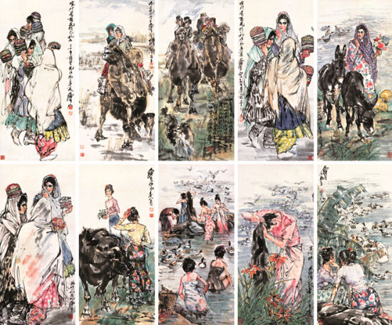LOT 806 黄胄 民族风情人物十屏