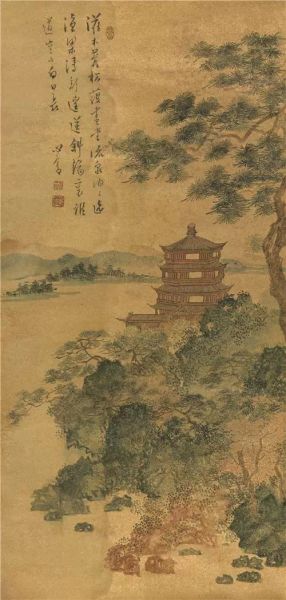溥儒(1896-1963) 山水楼观图