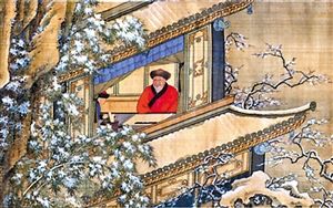 山东青州博物馆藏《李煦四季行乐图》之冬景。