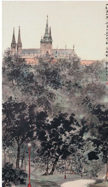 傅抱石 布拉格宫 105.6×61.1cm 1957年