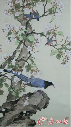 邓白先生的中国画《桐花山鹧图》，可明显感觉到深受岭南画派撞水撞粉技法的影响。