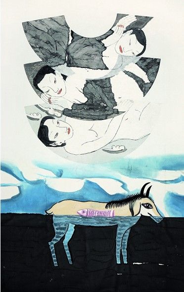南方的动物 纸本彩墨 145cm×90cm 2007年