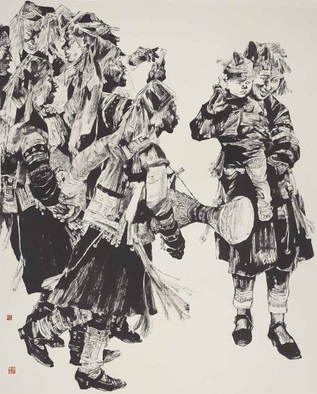 节日 殷会利 纸本焦墨 248cm X 149cm 2014年