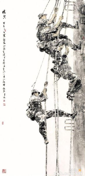■招炽挺 《晴空》 中国画 231cm×121cm 