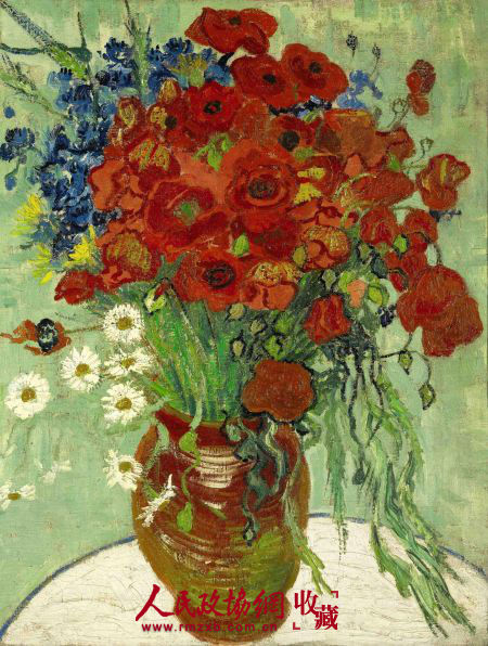 2014年11月4日，王中军以3.77亿人民币的价格购得的梵·高静物油画《雏菊与罂粟花》。