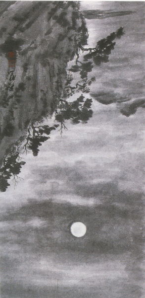5.秋月 《秋月(Autumn Moon over Pidan)》 1966年 84×40cm 纸本水墨