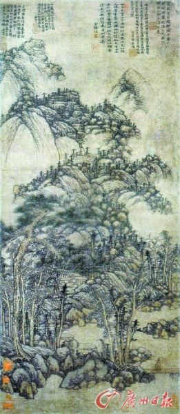 元 黄公望 《丹崖玉树图》 　　101.3cm×43.8cm 中国画