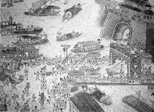 六旬翁2年绘10米长卷 重现500年前溧阳码头街盛景 