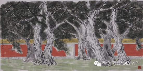 赵准旺 《皇城苍柏》 124cm×248cm 2014年作