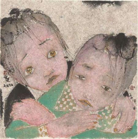 成双 34×34cm 2014年 纸本、水墨