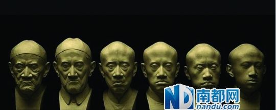 刘绍栋，《梁漱溟的六个时期》，石膏雕塑，50x25x25cm，6个。