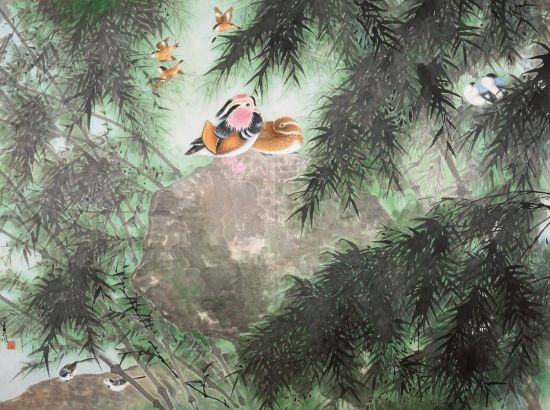 陈佩秋-竹林棲禽