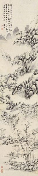 莫云卿 仿倪黄山水图 水墨纸本 立轴