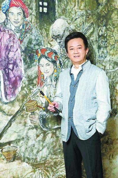 朱军与他的甘南藏区题材画在一起