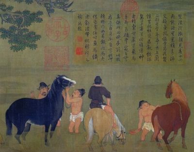 浴马图（局部） 纵28.5厘米 横154厘米 赵孟頫 故宫博物院藏