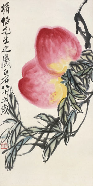 齐白石 双寿 立轴 设色纸本 69×34.5cm