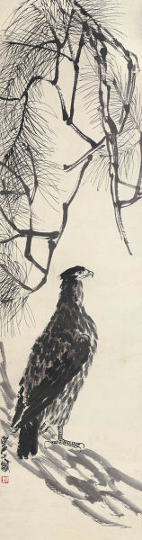 齐白石 　松鹰 立轴 设色纸本 178.5×48cm
