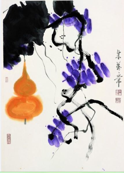 朱万章《紫气东来》，纸本设色，69×47cm