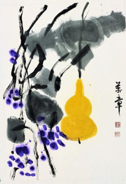 朱万章《夏景图》，纸本设色，69×50cm