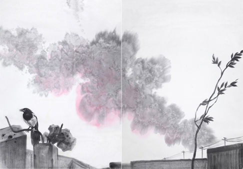 伊瑞 喜鹊之 纸本水墨 270x192cm 2011