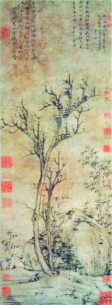 倪瓒作品《苔痕树影图轴》，现藏于无锡博物馆