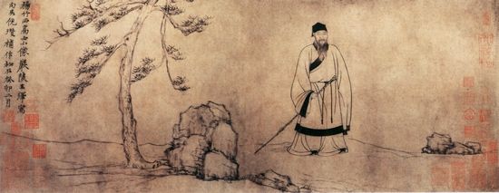 北京故宫博物院藏王绎、倪瓒合作《杨竹西小像图卷》