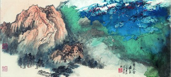 张大千 1970 春山暮雪