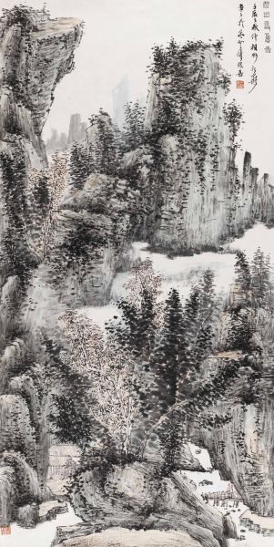 碧山寻旧图 2012年 138×36cm 纸本设色