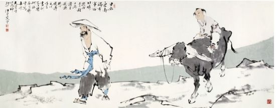 范曾 日出东南隅 　　设色纸本 镜心 　　143×364cm 　　著录：《范曾书画集》P7，2003年，五洲传播出版社。