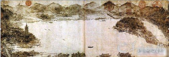 传李嵩画的《南宋西湖图》 