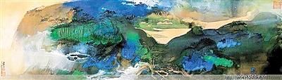 2010年春拍中，张大千作品《爱痕湖》（局部）以1.008亿元成为首件突破亿元大关的近现代书画作品。（资料图片）