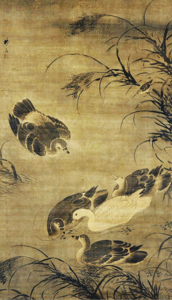 《鹅泳图》 绢本 设色 纵172.4厘米 横98.9厘米 弗利尔美术馆藏