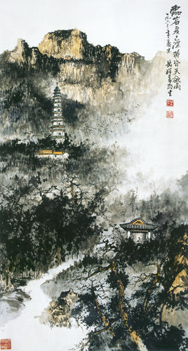灵岩欲雨，1963年作，宣纸，128×68厘米