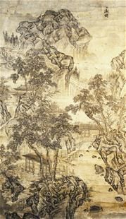 文徵明山水中堂（纸本，175厘米×100.5厘米），王盼歆翻拍