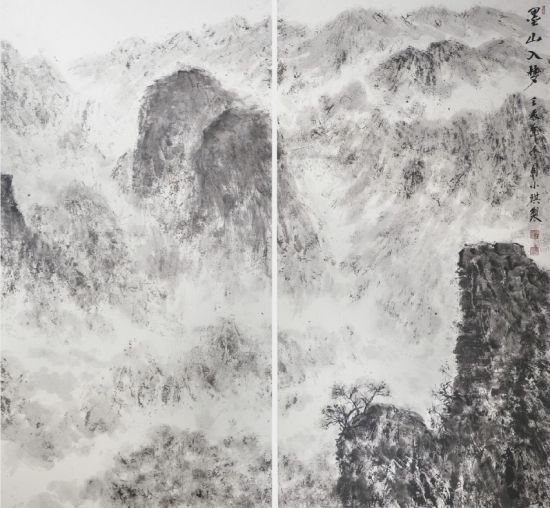 程小琪《墨山如梦》，纸本设色，180×98厘米，2012年