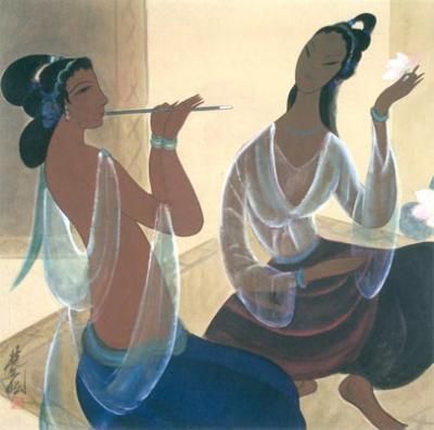 林风眠画作《伎乐图》