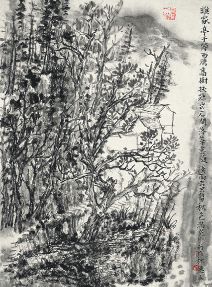 大马峪写生系列.高树扶疏68x46cm 纸本水墨
