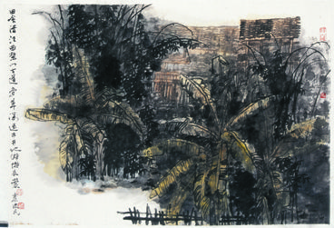 侗族寨子写生之一45X68cm纸本设色2012年