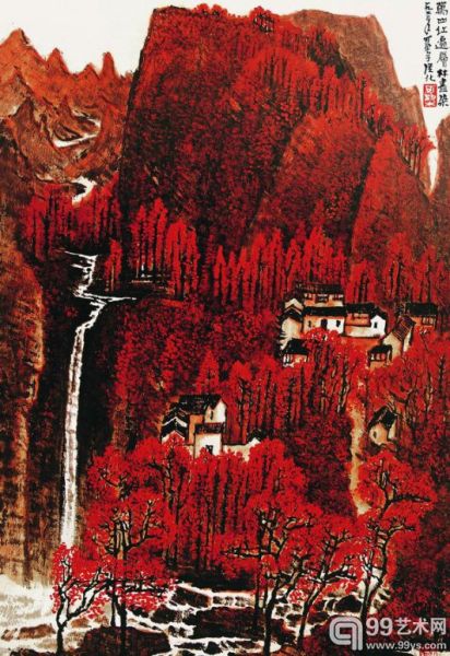 李可染 《万山红遍 层林尽染》 1963年 中国画 79.5×49cm 中国美术馆藏。