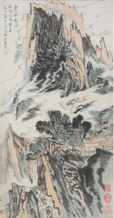 陆俨少《云岩飞瀑》