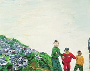 图片说明:刘小东油画《三峡新移民》局部。作品高3米、长10米，创作于2004年艺术家在三峡写生期间，表现的是正在施工的三峡工地、爆破的废墟、神态各异的人物、天真顽皮的孩童，真实再现了这一段特定事件的历史。2006年，这幅作品在拍场上拍得2200万元成交，创下当时中国当代艺术品的天价。 （本版图片均为资料照片）