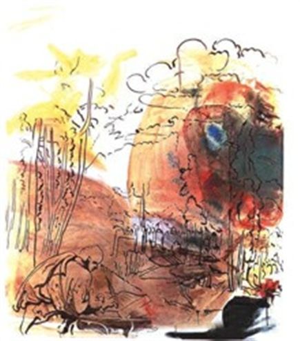 德国艺术家西格玛尔·波尔克的绘画《抄写者》。作品创作于1982年，在画布上使用清漆呈现出分光效果。