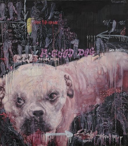刘炜《狗》 1995年 油画画布 画框 170×150厘米 成交价：1146万元。